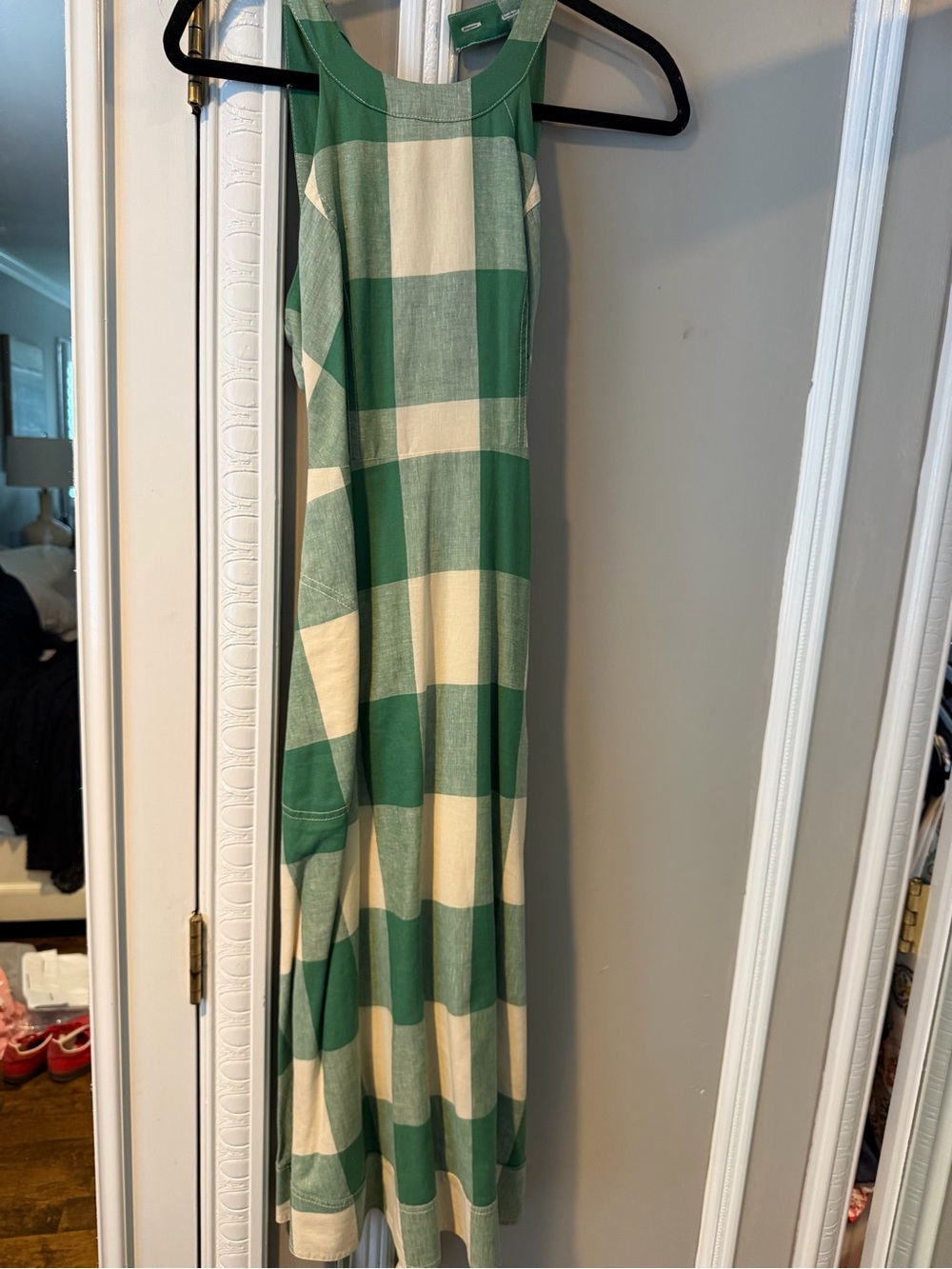 Maeve Green and Cream Buffalo Check Maxi Dress
